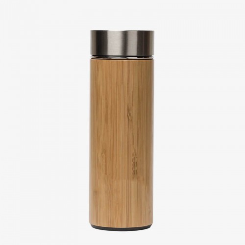 Thermos bottle with wood grain shell